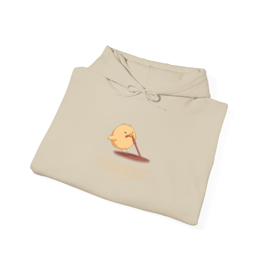 Kitsch Kawaii Chick & Worm Graphic Hoodie - The Quiet Victory (Aesthetic Streetwear Fleece)