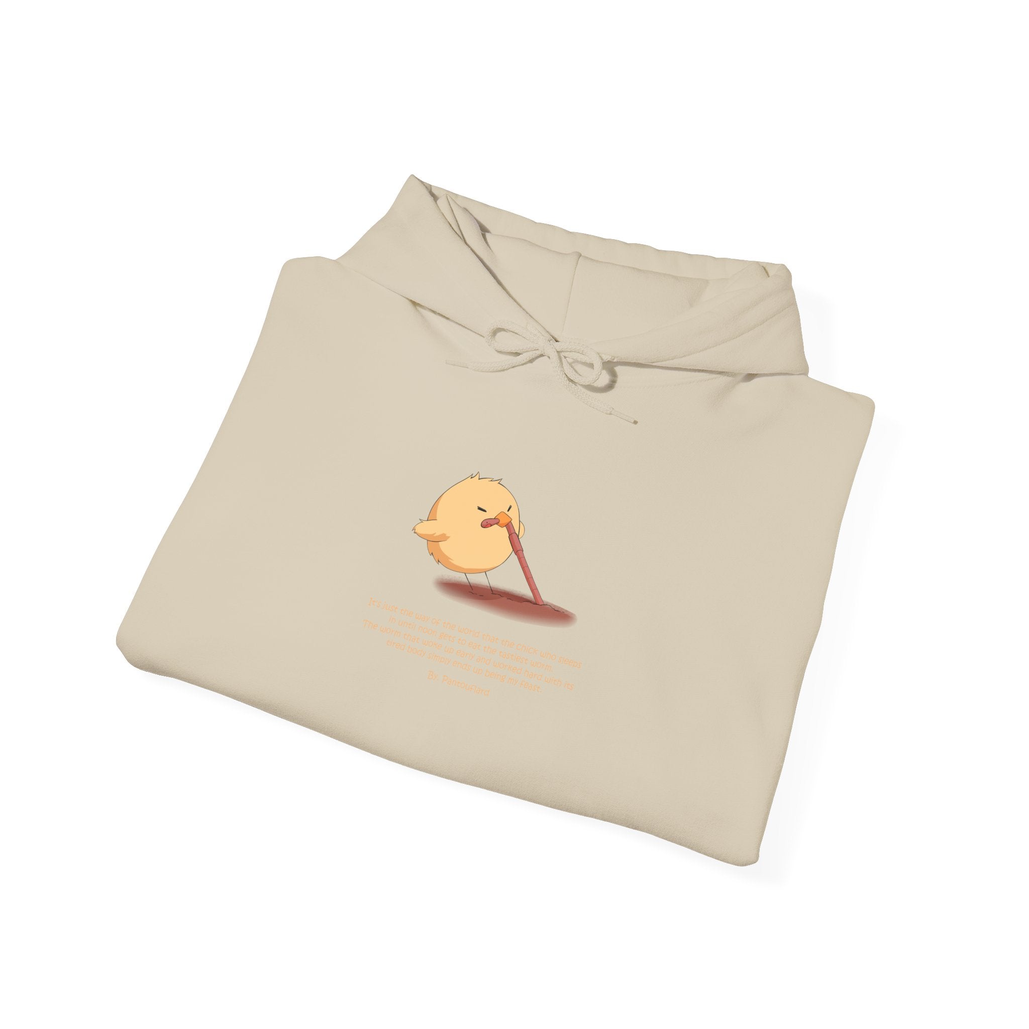 Kitsch Kawaii Chick & Worm Graphic Hoodie - The Quiet Victory (Aesthetic Streetwear Fleece)