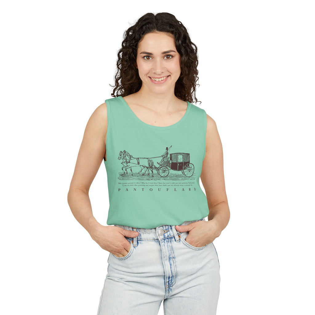 Unisex Brick Red Pantouflard Carriage Cotton Garment-Dyed Tank Top
