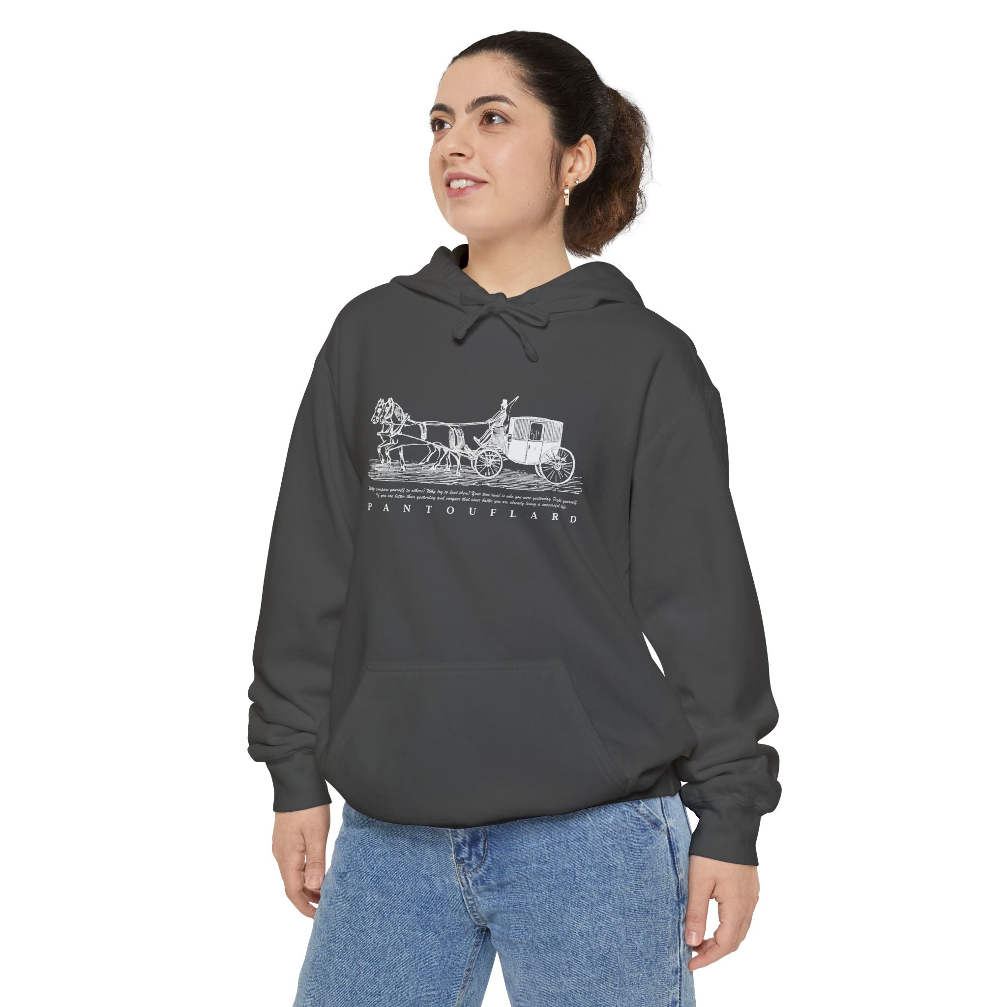 Old Money Equestrian Heritage Hoodie - The Heritage Carriage II (Premium Garment-Dyed Heavyweight Fleece)