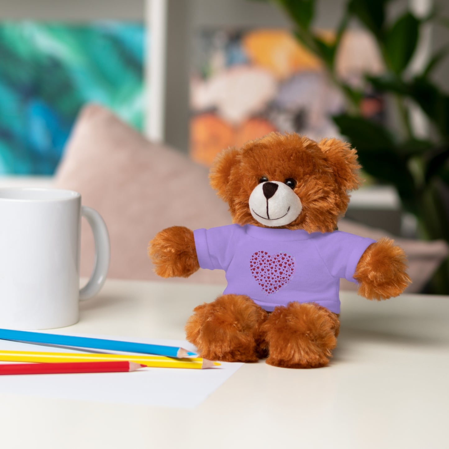 Personalized Stuffed Animal with Red Heart T-Shirt