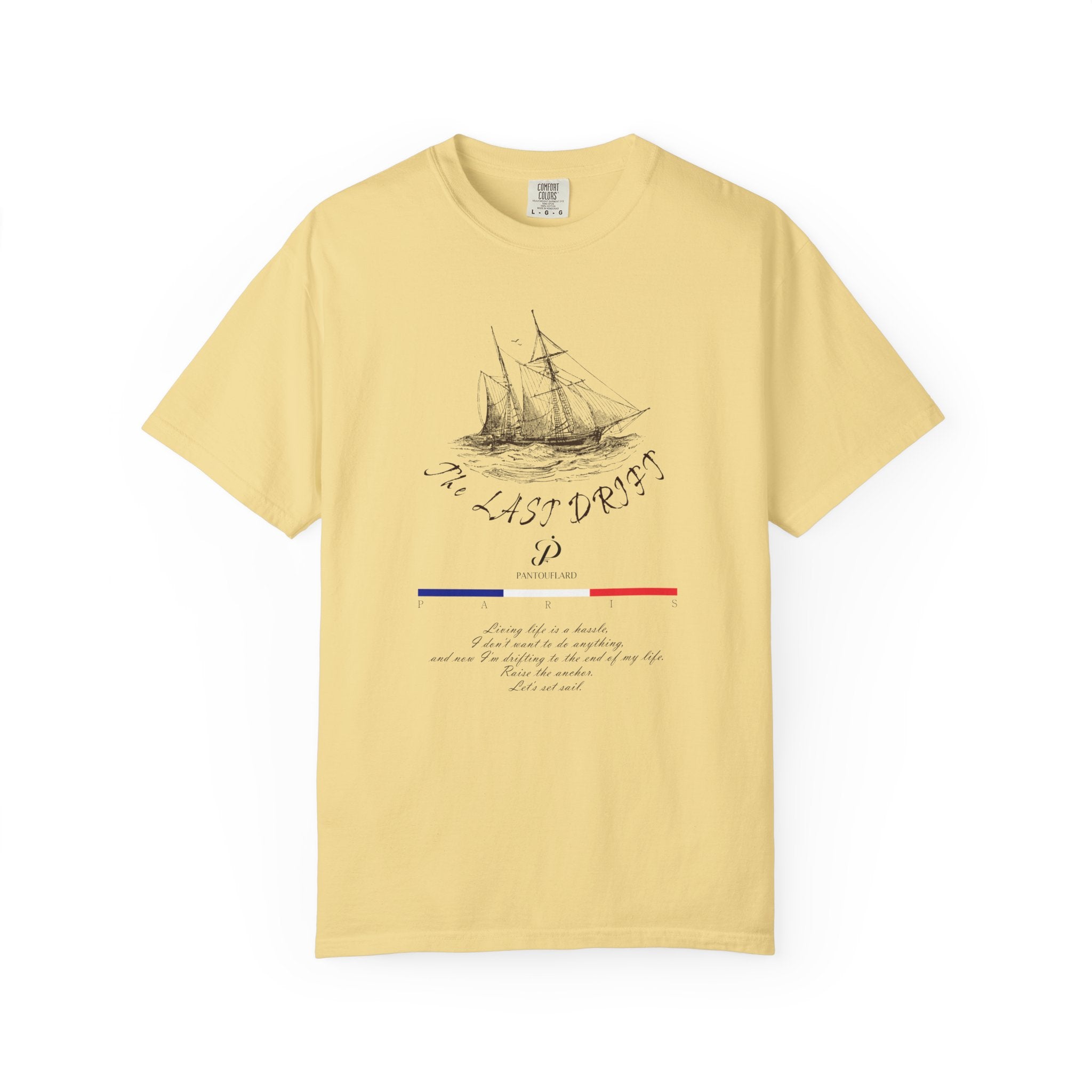 Unisex Vintage Yellow Nautical Ship The Last Drift 100% Cotton T-shirt