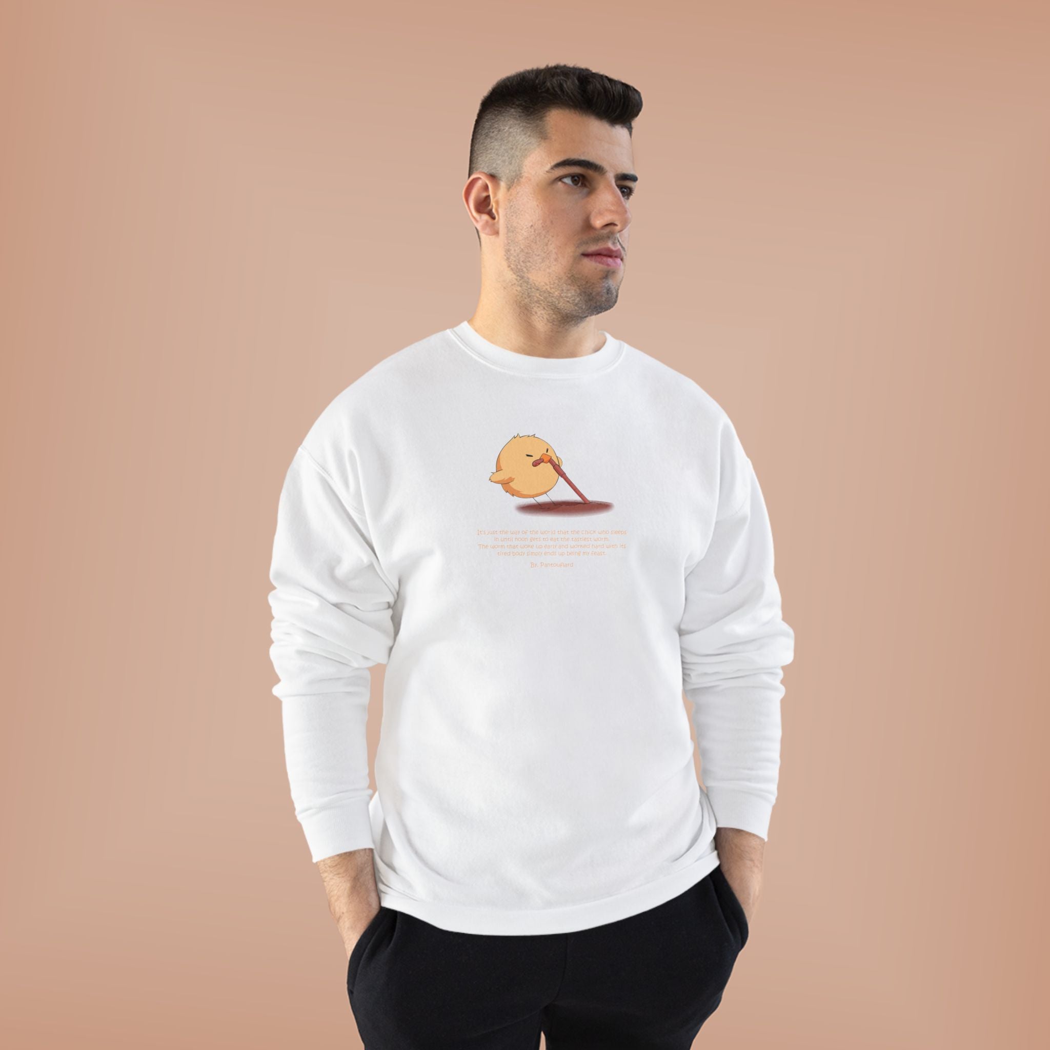 Funny Early Bird Parody Sweatshirt | "The Late Bird Gets The Feast" Sarcastic Quote | Hanes Soft Eco-Fleece Pullover (S-3XL)