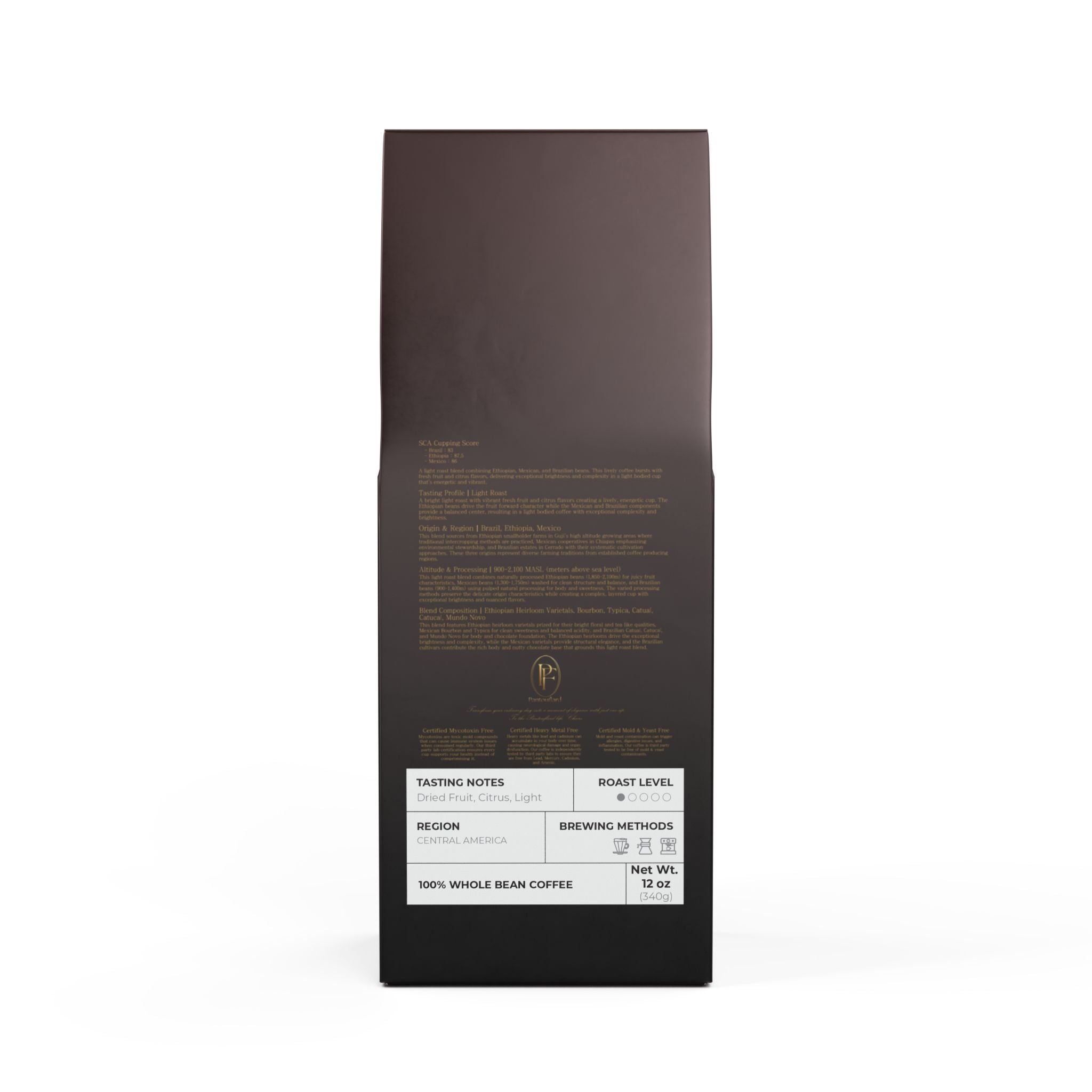 Pantouflard High Lakes Light Roast Coffee – Whole Bean – 100% Arabica Specialty Blend (Brazil, Mexico, Ethiopia) – Notes of Dried fruit, Light body, Milk chocolate, Almonds – 12oz(340g)