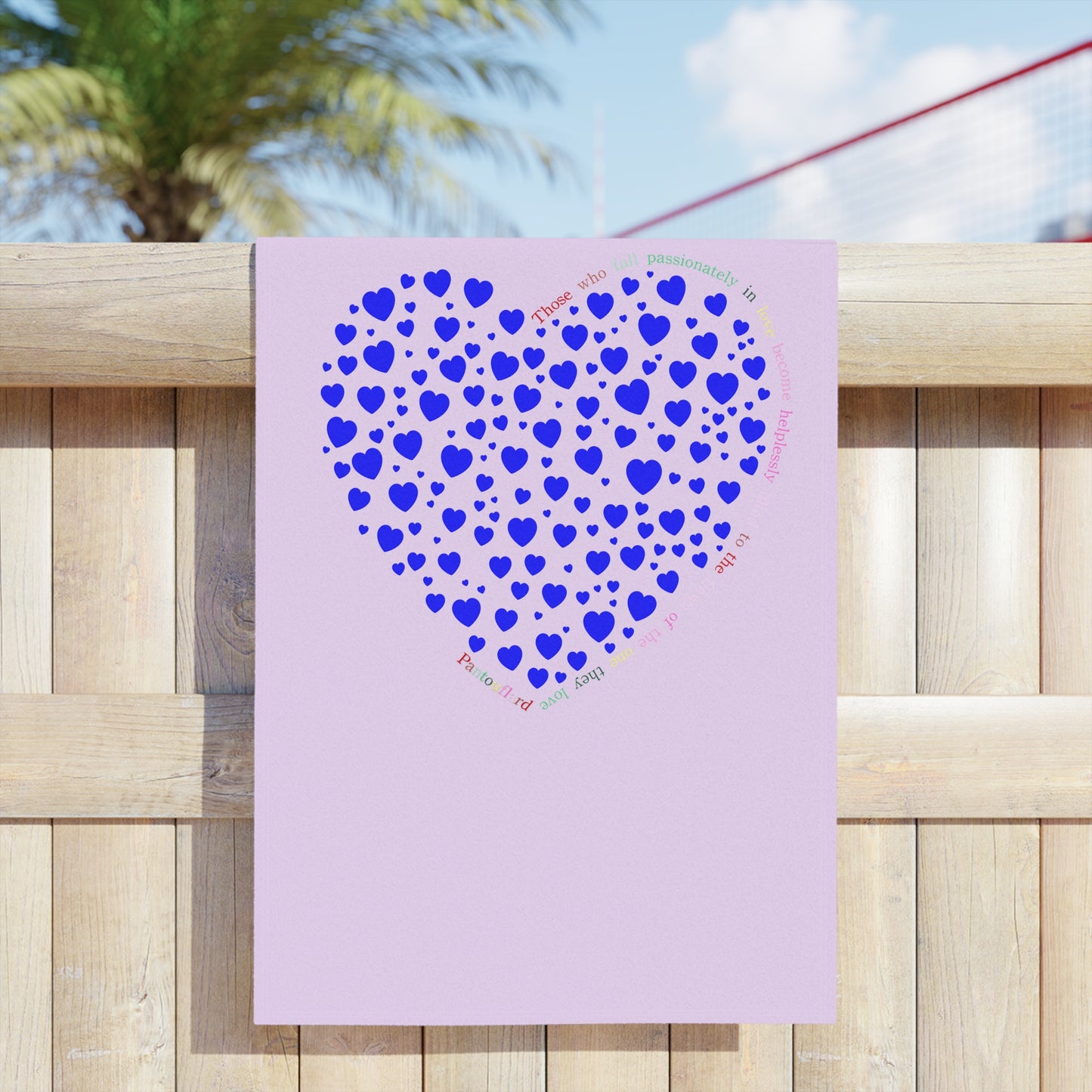 Beach Towels with Blue Heart Design , Cute Summer Accessories, Beach Day Essentials