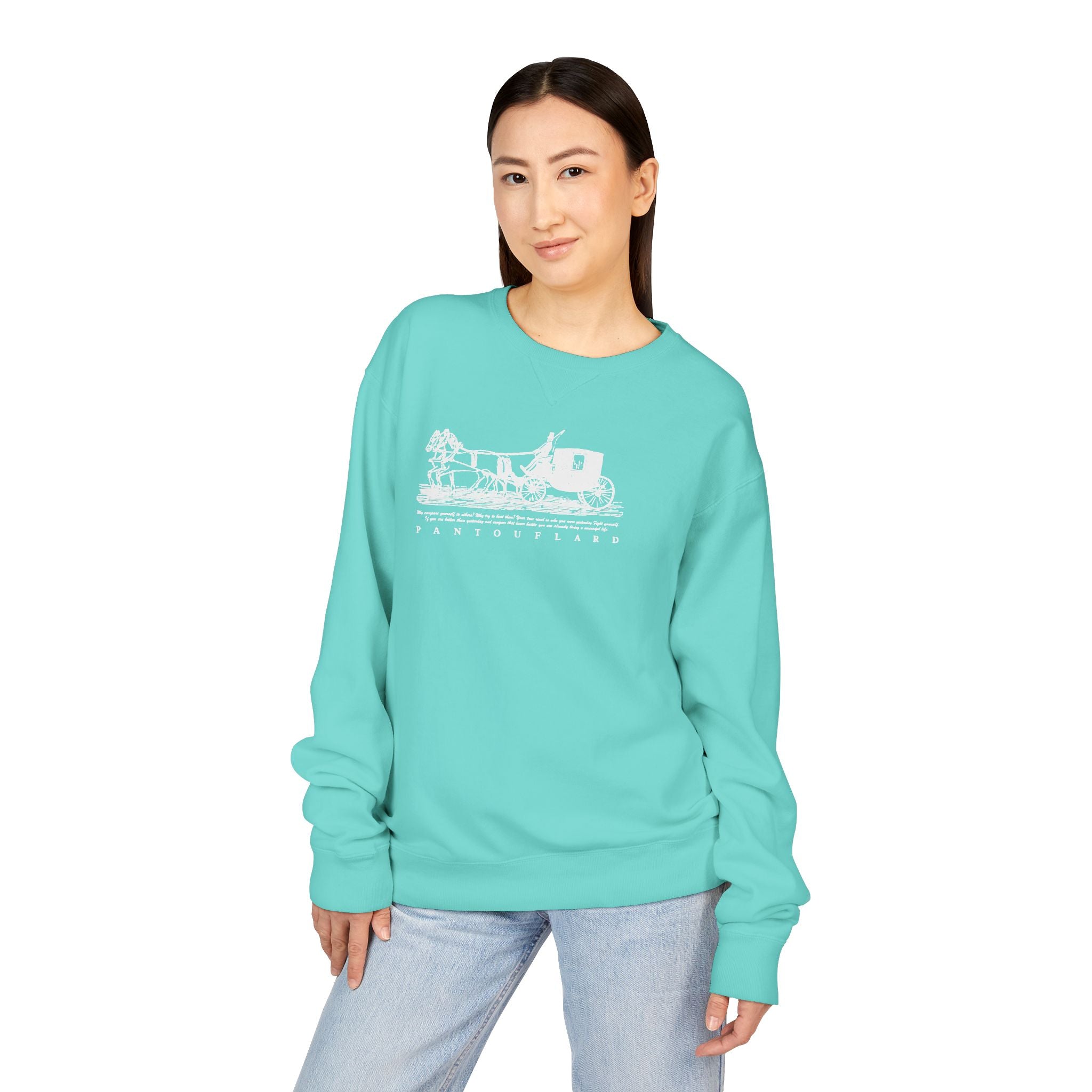Old Money Equestrian Heritage Crewneck - The Nostalgic Journey II (Dark Academia Garment-Dyed Sweatshirt)
