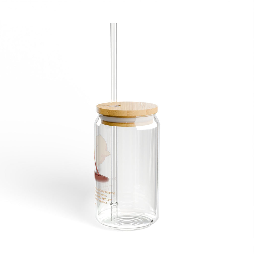 Clear Lazy Chick Quote 16oz Tempered Glass Sipper Cup