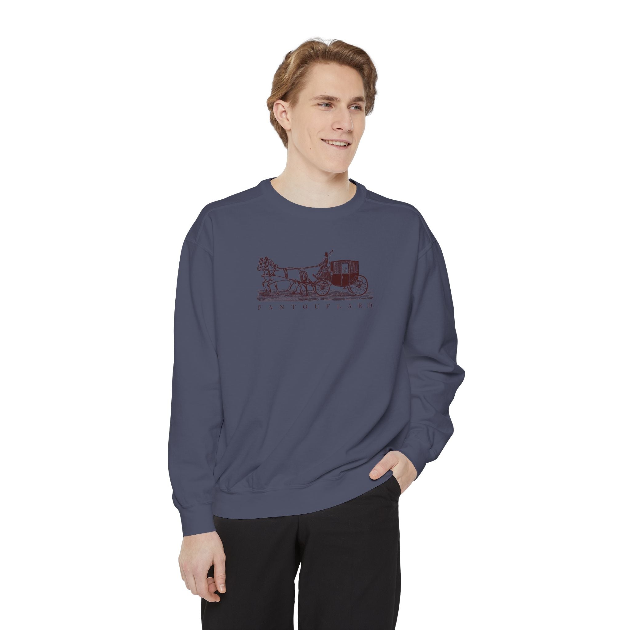 Unisex White Pantouflard Carriage Cotton Blend Sweatshirt