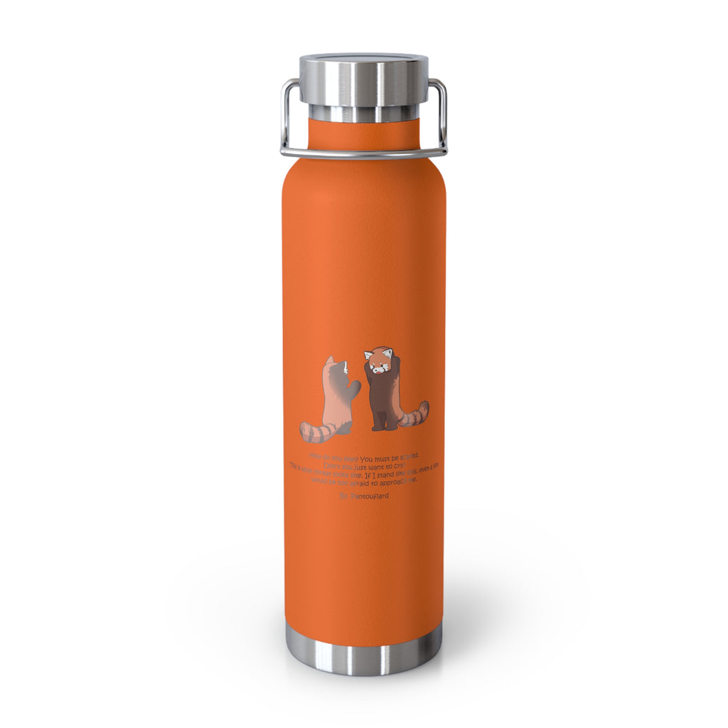 Cyan Blue Cute Standing Red Pandas Quote 22oz Copper Vacuum Insulated Bottle