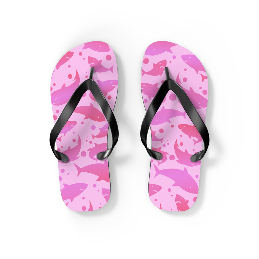 Unisex Pink Shark Silhouette Pattern EVA Polyester Flip Flops