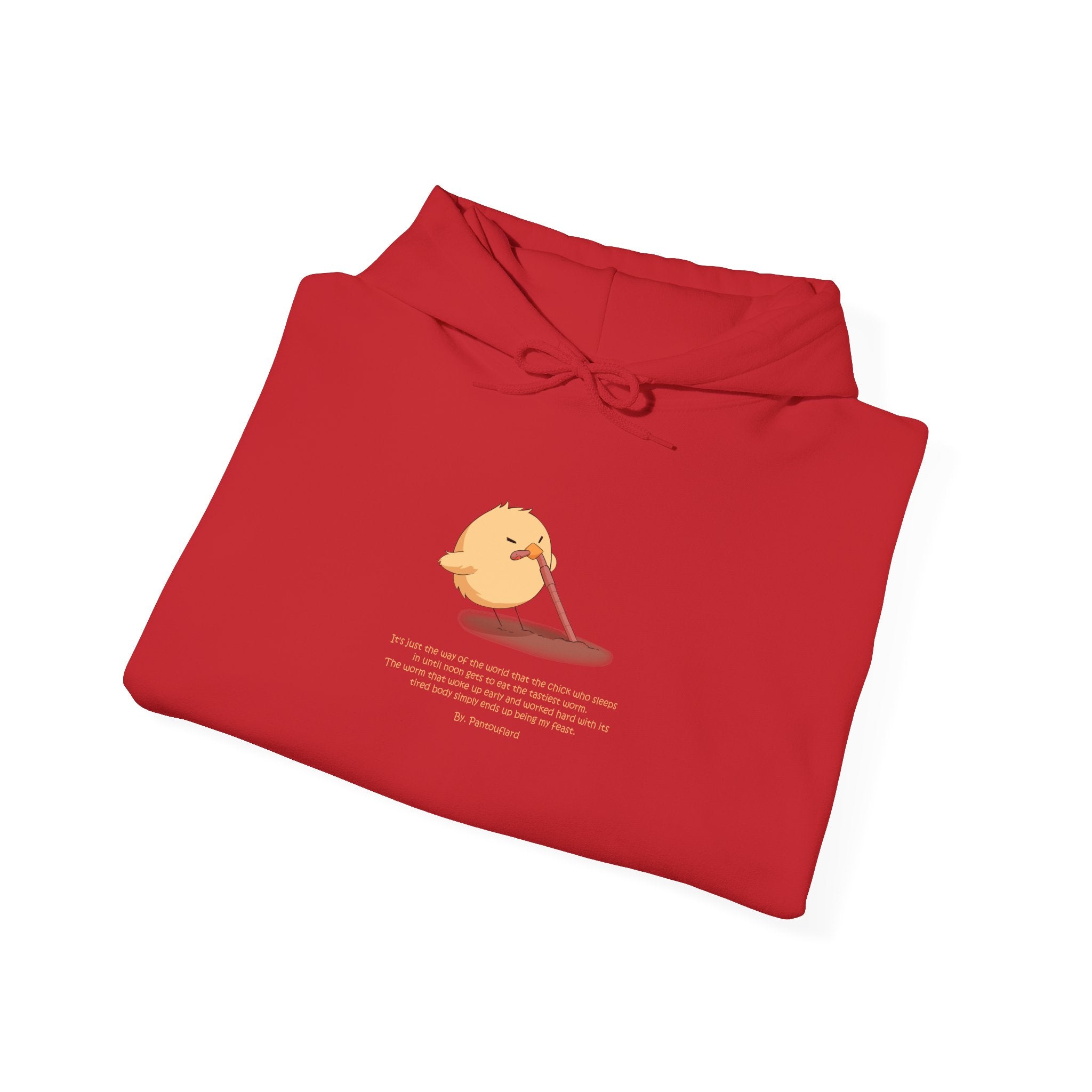 Kitsch Kawaii Chick & Worm Graphic Hoodie - The Quiet Victory (Aesthetic Streetwear Fleece)