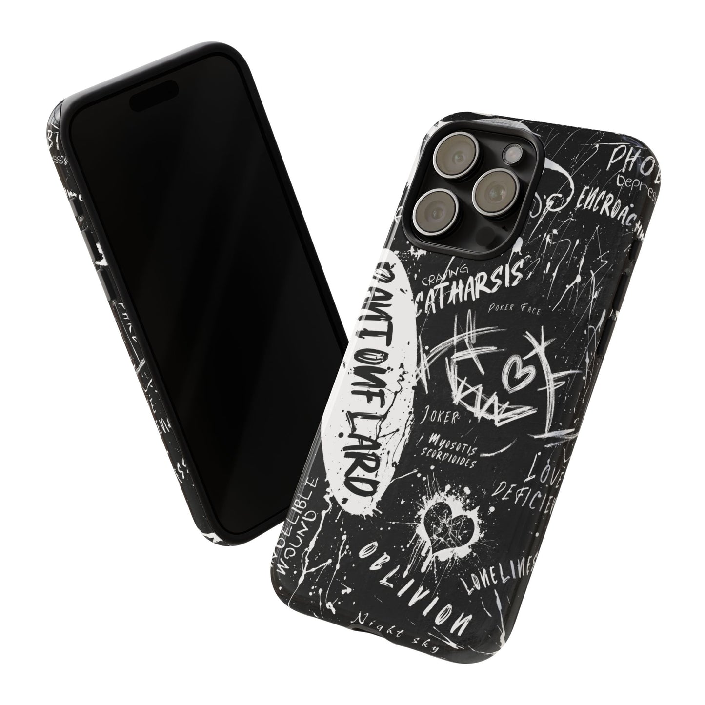Fundas resistentes: funda atrevida para iPhone, Galaxy, Google Pixel, diseño de grafiti negro, estética urbana, regalo para amantes del arte, accesorios de teléfono modernos, estilo callejero