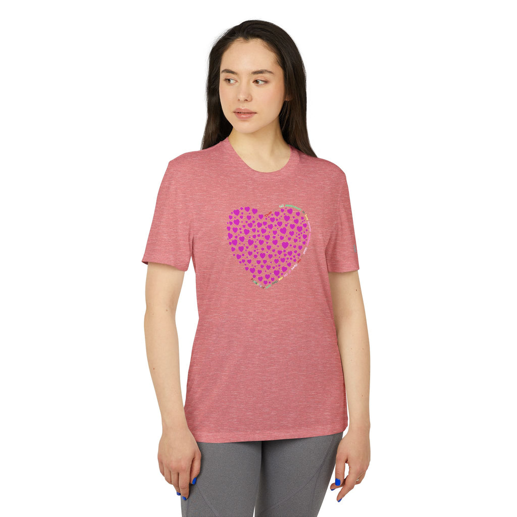Camiseta Deportiva Unisex Adidas® con Diseño de Corazón Rosa