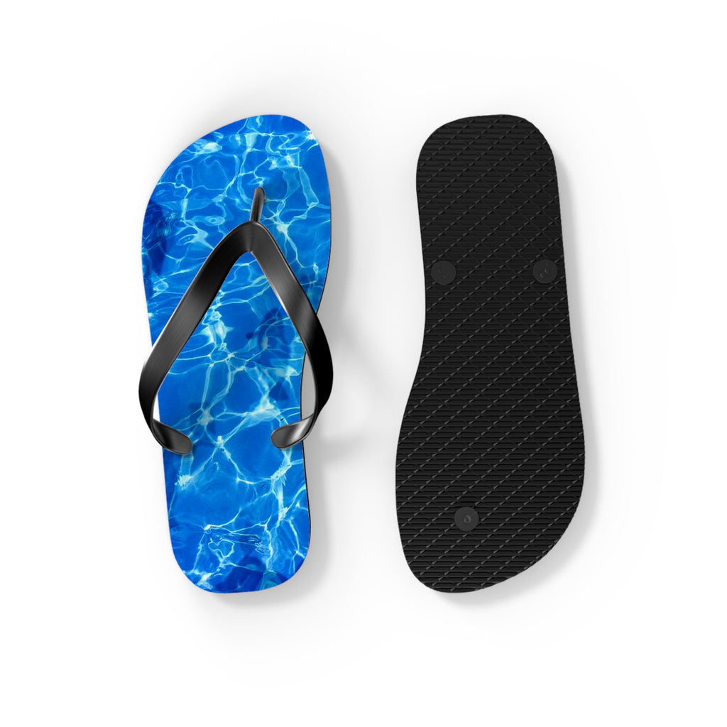 Unisex Vibrant Blue Sunlit Water Surface Fish Silhouette EVA Polyester Flip Flops