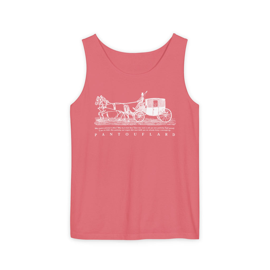 Unisex Black Pantouflard Carriage Cotton Garment-Dyed Tank Top
