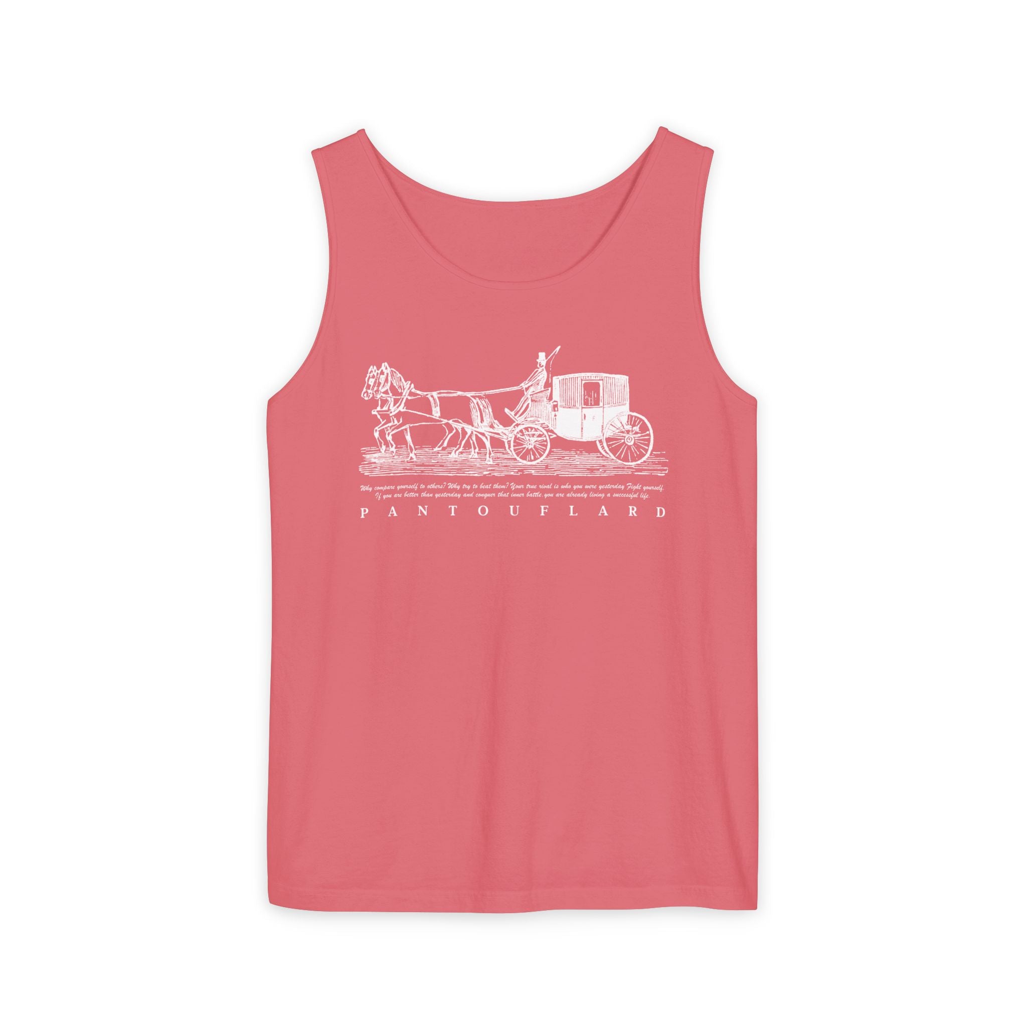 Unisex Black Pantouflard Carriage Cotton Garment-Dyed Tank Top