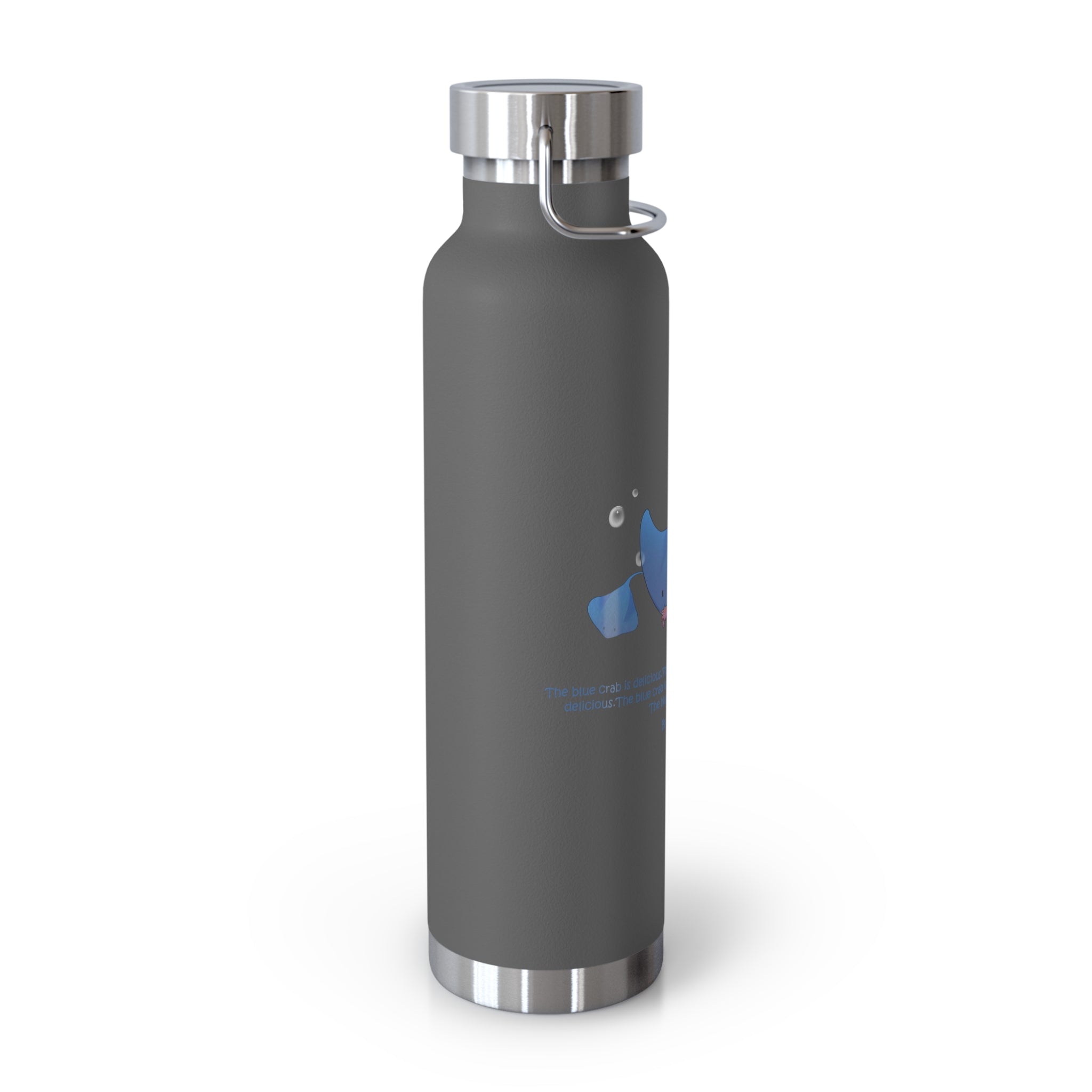 Cyan Blue Cute Stingray Eating Crab Quote 22oz Copper Vacuum Insulated Bottle