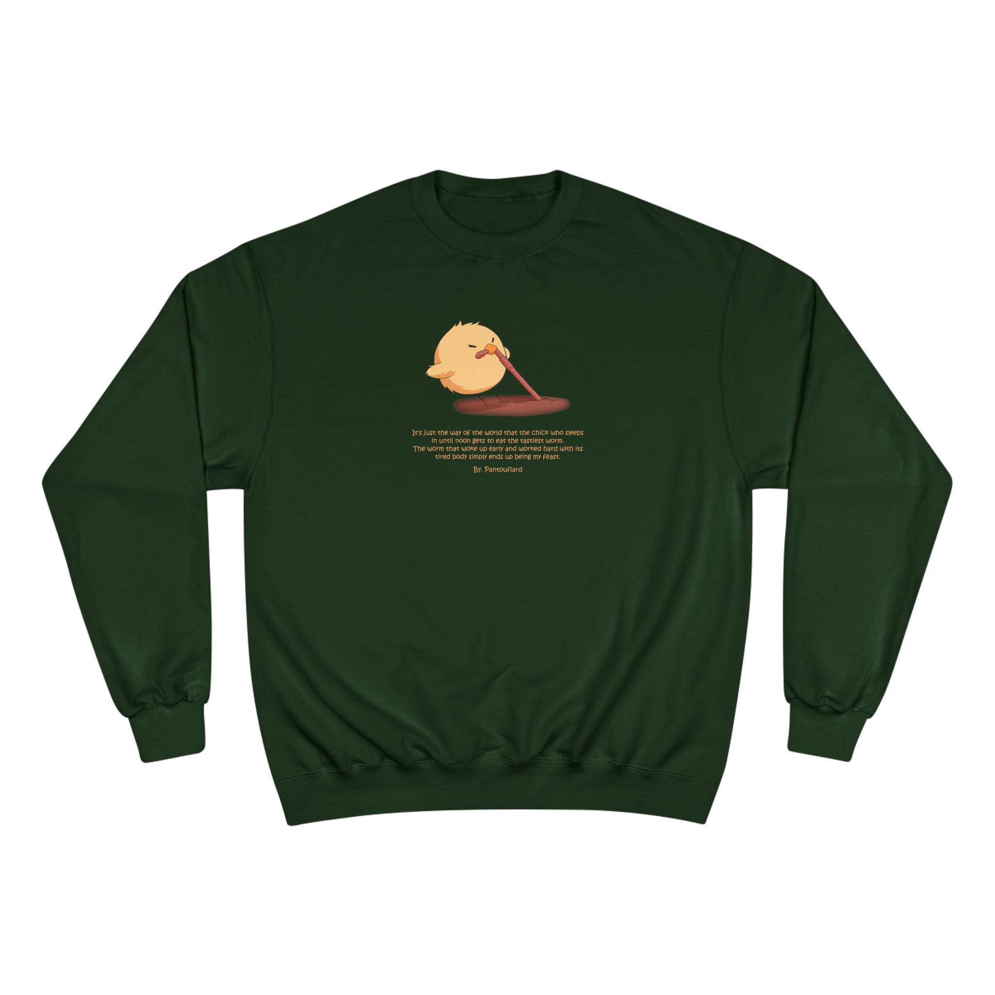 Champion Unisex White Pantouflard Chick Cotton Blend Crewneck Sweatshirt