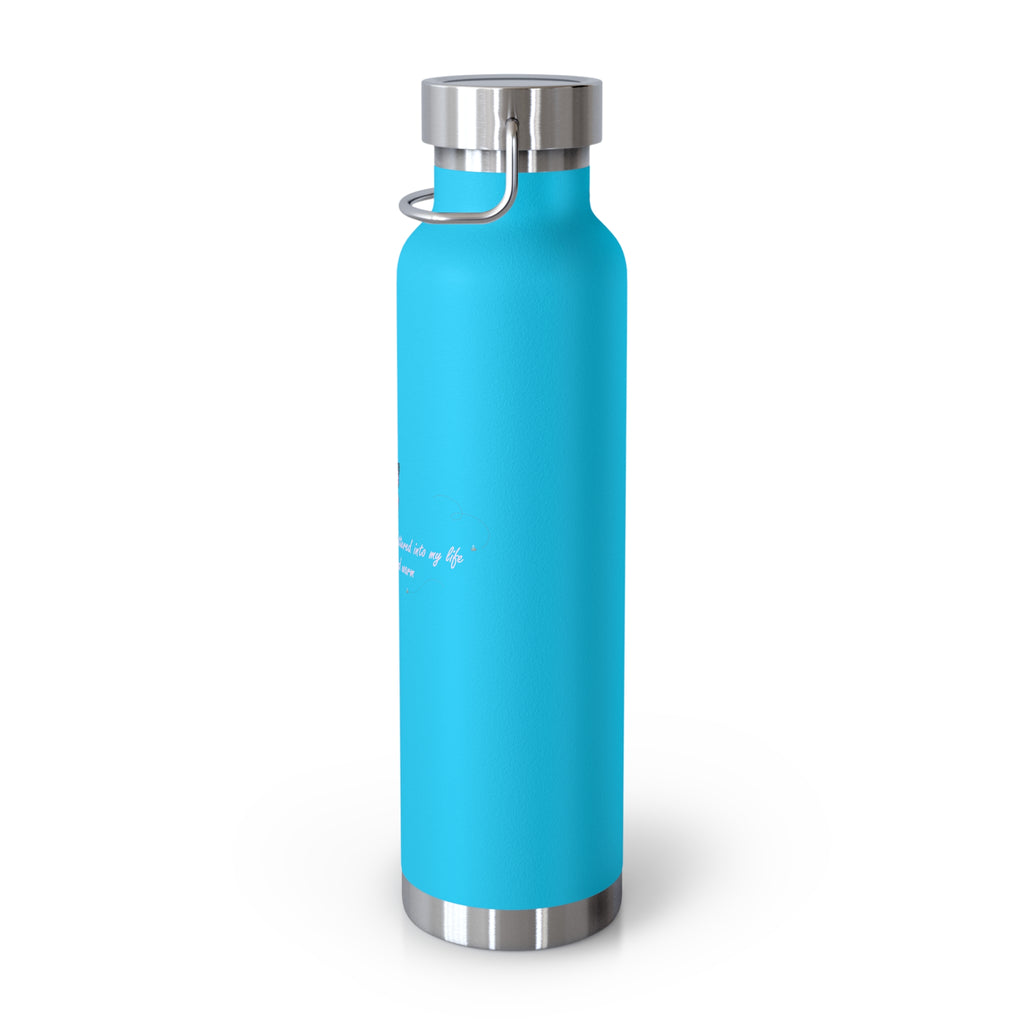 Navy Blue Romantic Floral Butterfly Quote 22oz Copper Vacuum Insulated Bottle