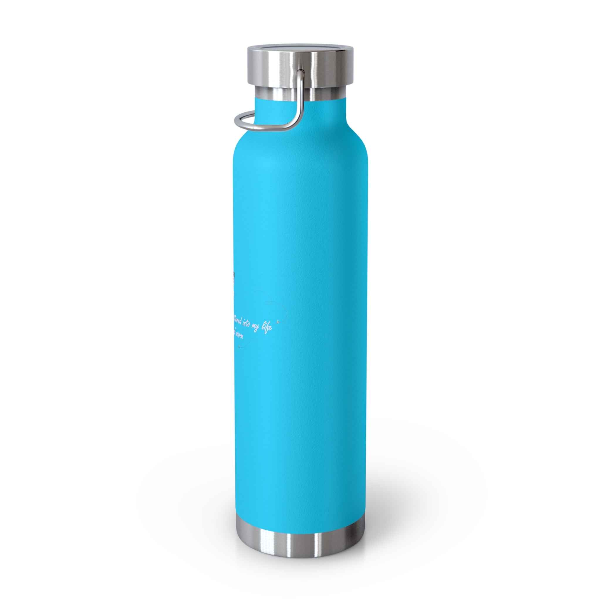 Navy Blue Romantic Floral Butterfly Quote 22oz Copper Vacuum Insulated Bottle