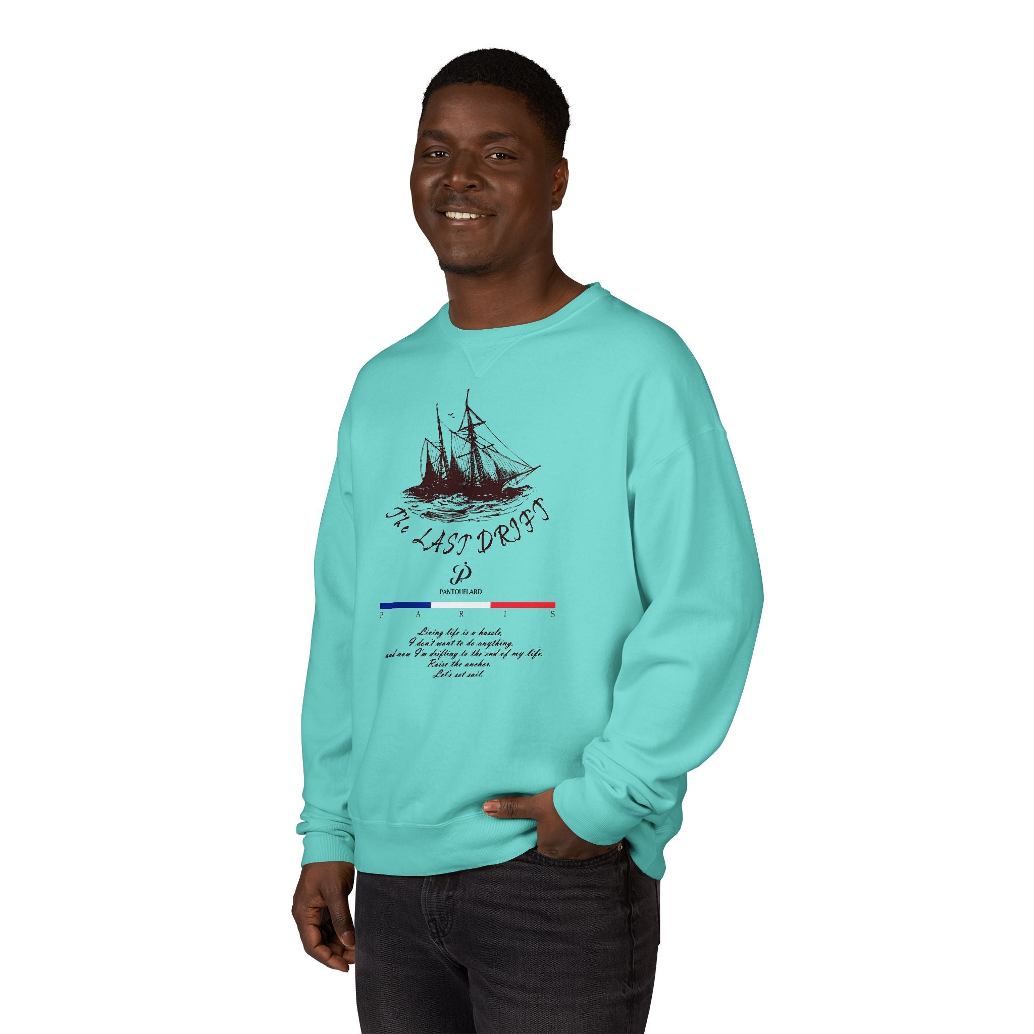 Old Money Nautical Heritage Crewneck - The Last Drift I (Paris Aesthetic Garment-Dyed Sweatshirt)