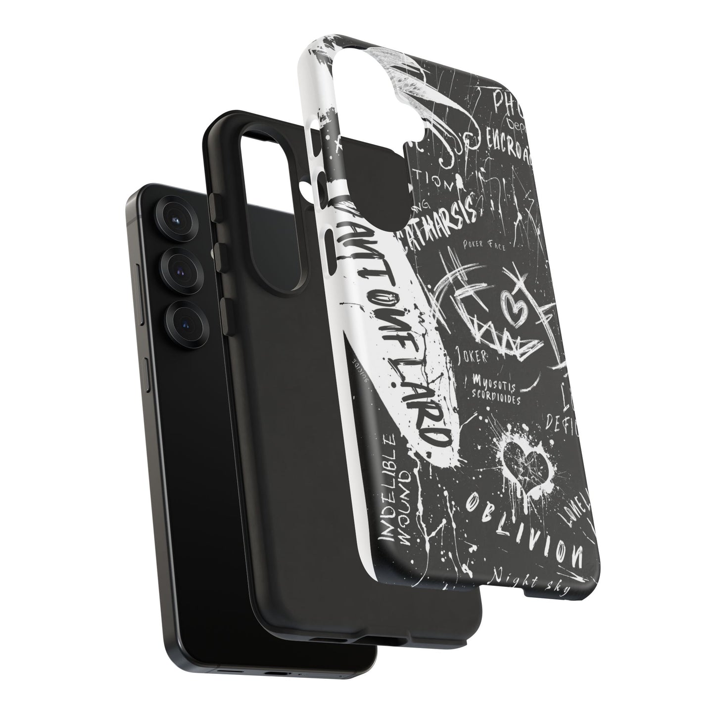 Fundas resistentes: funda atrevida para iPhone, Galaxy, Google Pixel, diseño de grafiti negro, estética urbana, regalo para amantes del arte, accesorios de teléfono modernos, estilo callejero