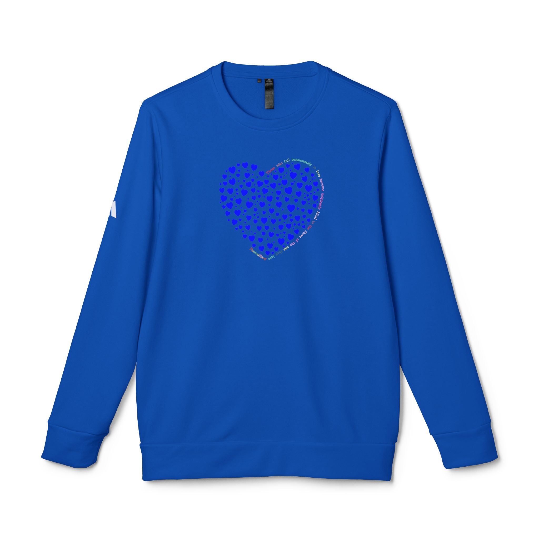 Sudadera unisex Adidas® con cuello redondo y diseño de corazón azul