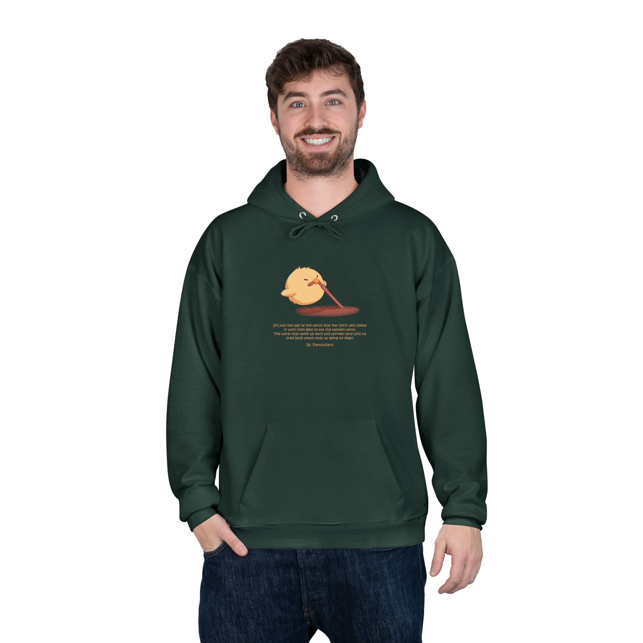 Unisex Light Blue Pantouflard Chick Cotton Blend Pullover Hoodie