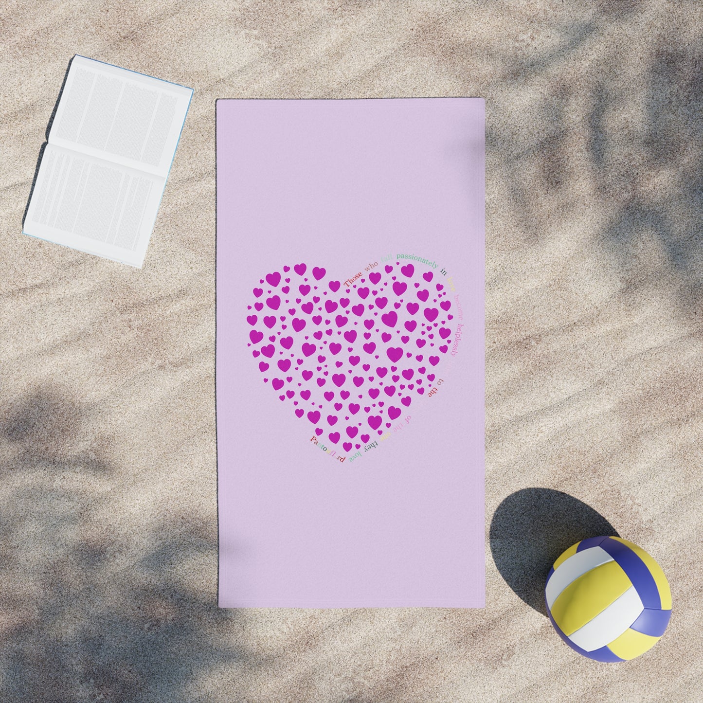 Beach Towels with Pink Heart Design , Cute Summer Accessories, Beach Day Essentials