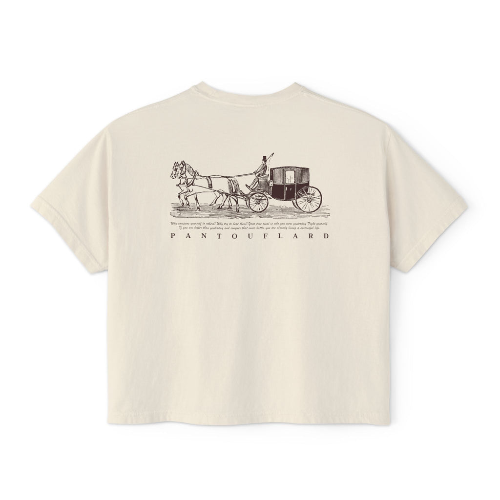 Old Money Equestrian Boxy Tee - The Timeless Carriage I (Comfort Colors 3023CL Back Print)