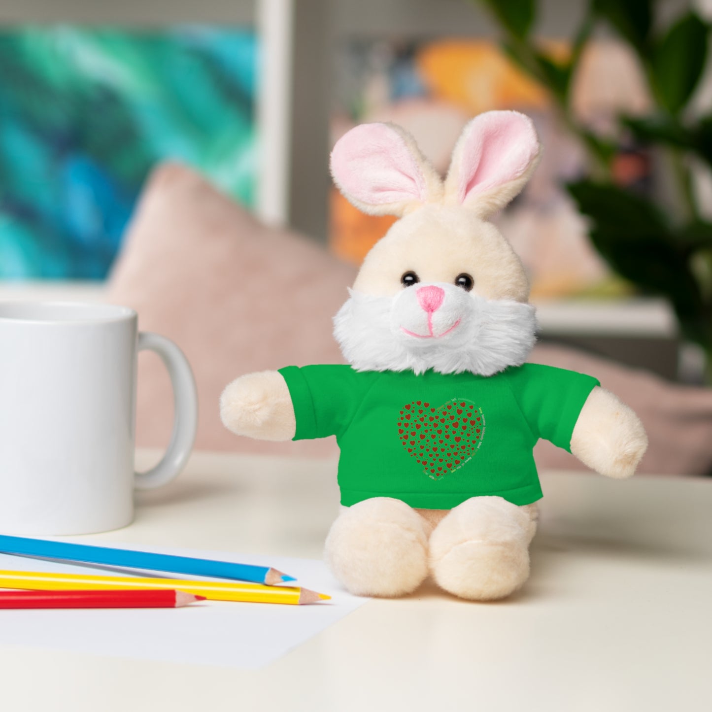 Personalized Stuffed Animal with Red Heart T-Shirt