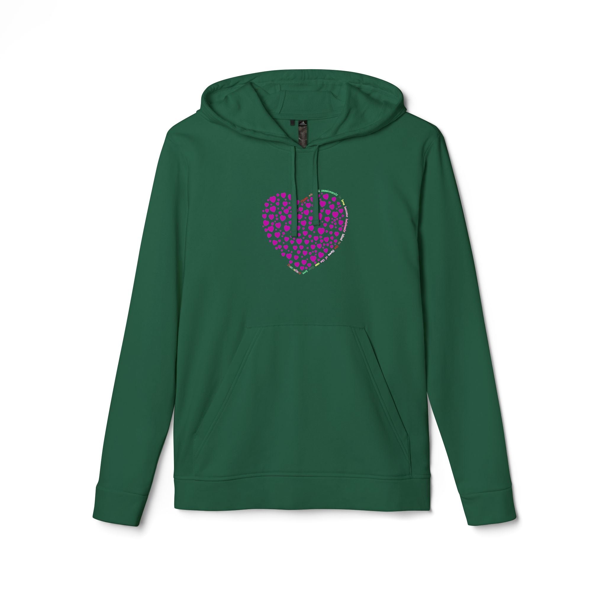 Sudadera con capucha de forro polar para hombre y mujer Adidas® con diseño de corazón rosa