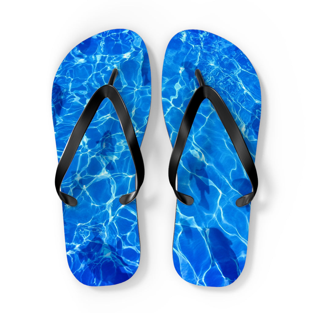 Unisex Vibrant Blue Sunlit Water Surface Fish Silhouette EVA Polyester Flip Flops