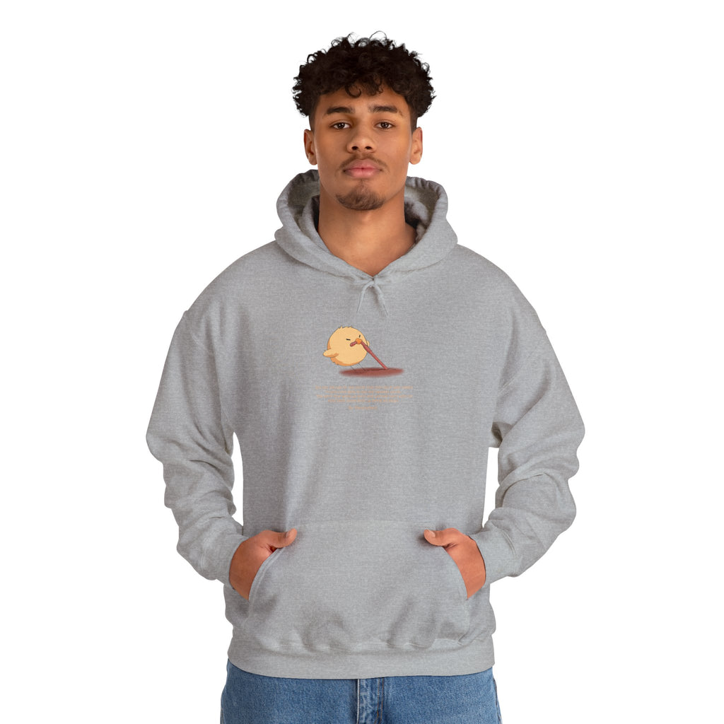 Kitsch Kawaii Chick & Worm Graphic Hoodie - The Quiet Victory (Aesthetic Streetwear Fleece)