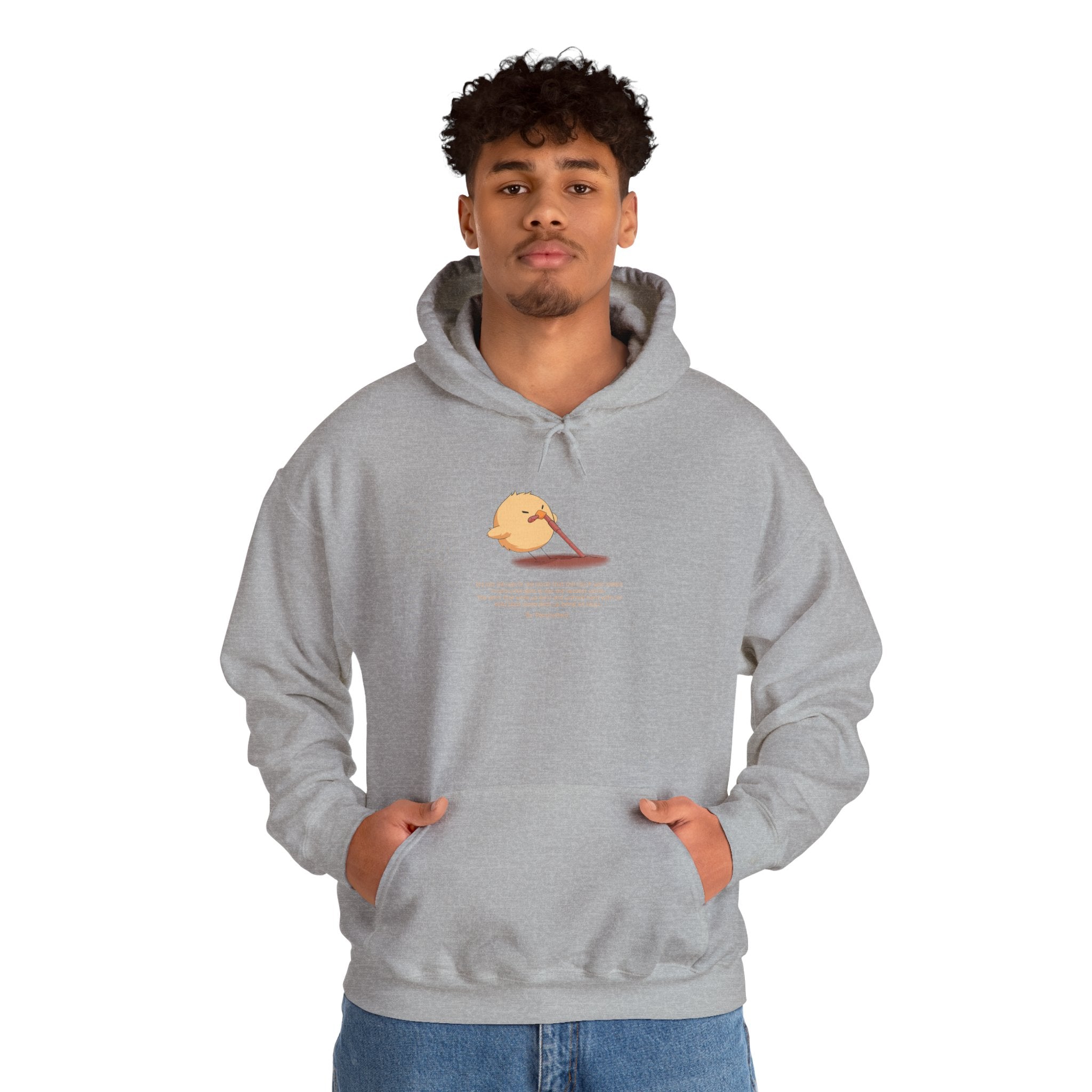 Kitsch Kawaii Chick & Worm Graphic Hoodie - The Quiet Victory (Aesthetic Streetwear Fleece)