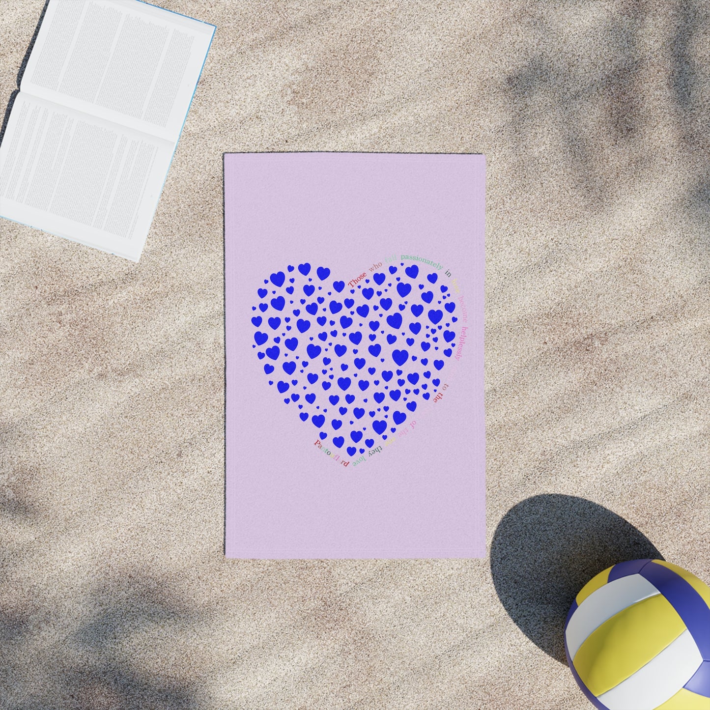 Beach Towels with Blue Heart Design , Cute Summer Accessories, Beach Day Essentials