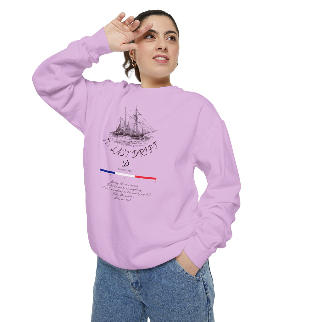 Unisex White Vintage Ship Graphic Cotton Blend Sweatshirt