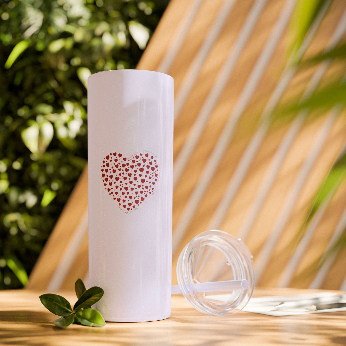 Red Heart Dot Skinny Tumbler | 20oz Reusable Travel Mug, Eco-Friendly Drinkware