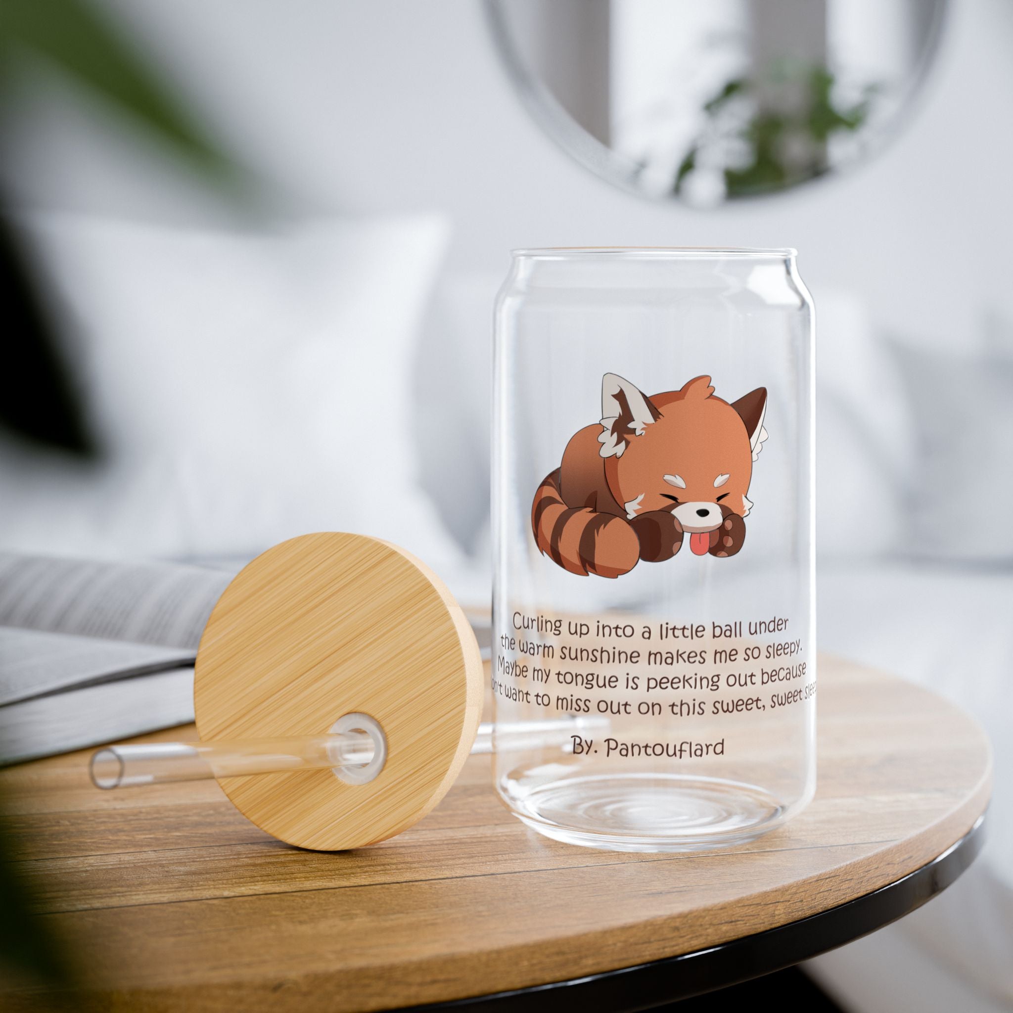 Clear Pantouflard Cozy Sleeping Red Panda Tempered Glass Sipper