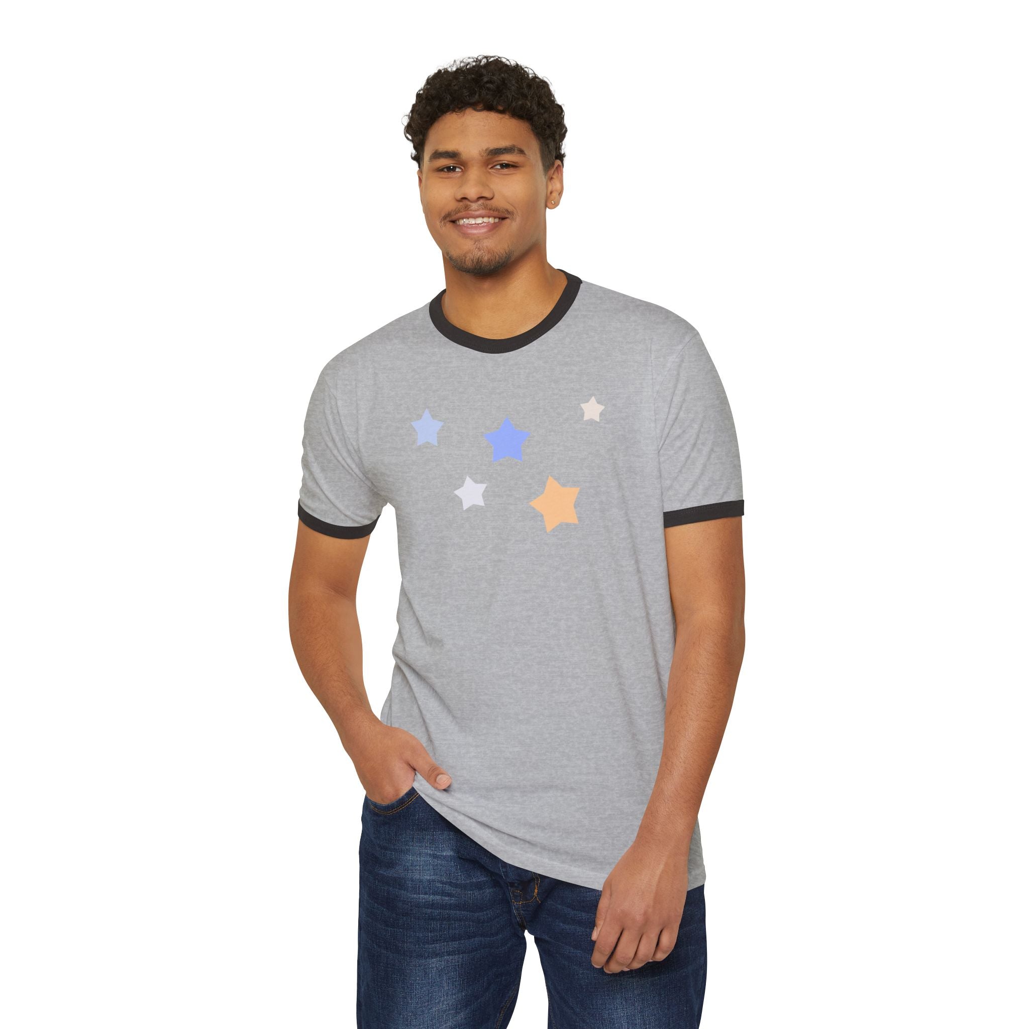 Cassiopeia Constellation Graphic Ringer T-Shirt - W-Shape Astronomy Cotton Tee