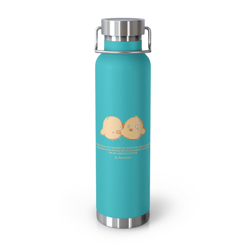 Navy Blue Cute Biting Chicks Quote 22oz Copper Vacuum Insulated Bottle