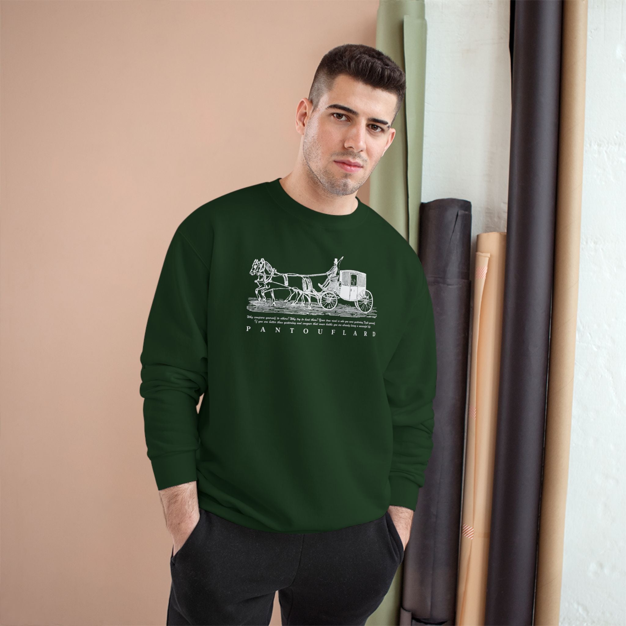 Old Money Equestrian Champion Crewneck - Royal White Carriage (Authentic Varsity Streetwear)