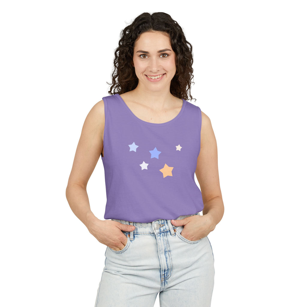 Men's & Women's Cassiopeia Constellation Graphic Garment-Dyed Tank Top - W-Shape Sleeveless Shirt