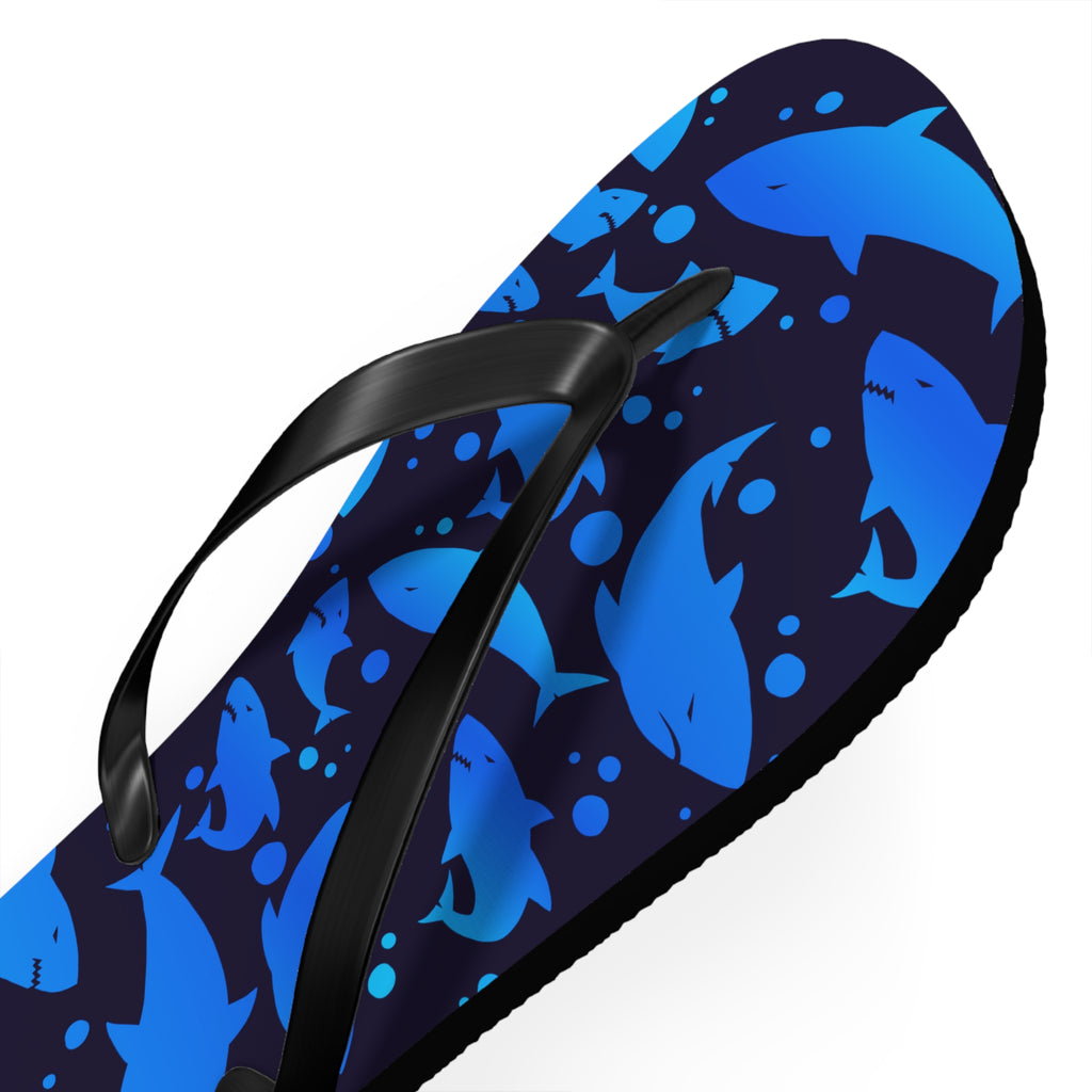 Unisex Navy Blue Shark Silhouette Pattern EVA Polyester Flip Flops