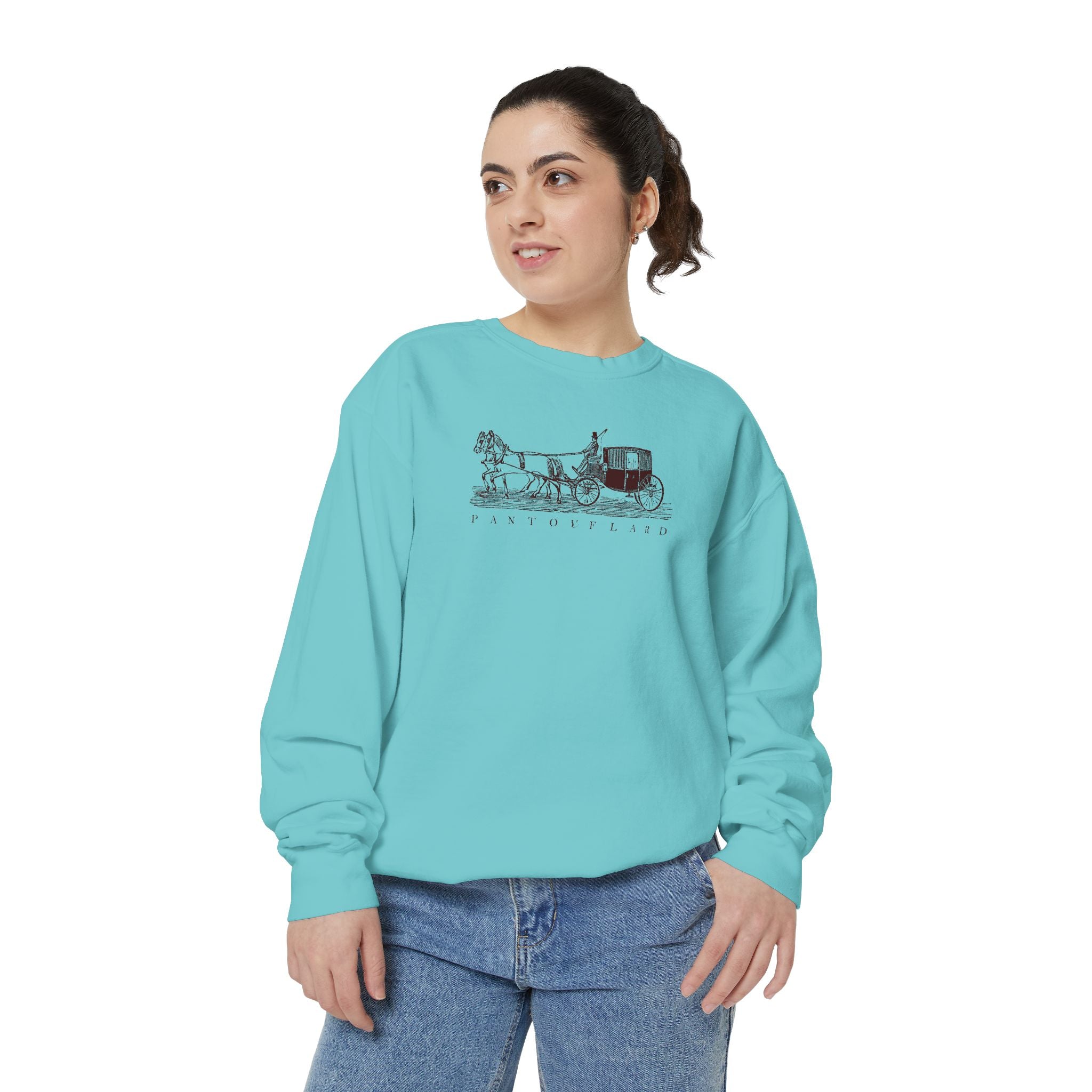 Unisex White Pantouflard Carriage Cotton Blend Sweatshirt