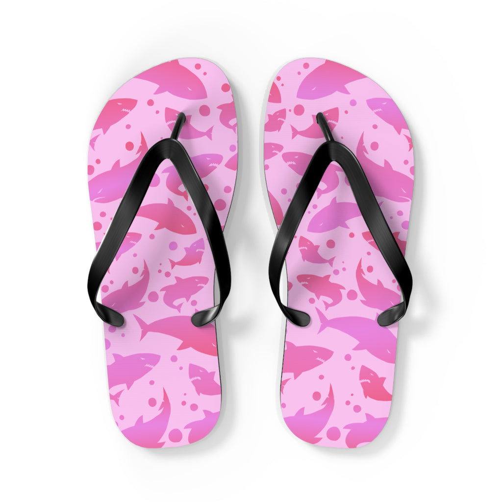 Unisex Pink Shark Silhouette Pattern EVA Polyester Flip Flops