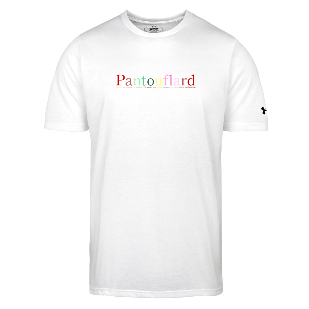 Men's Navy Blue Colorful Pantouflard Typography Cotton Blend Under Armour T-Shirt - white