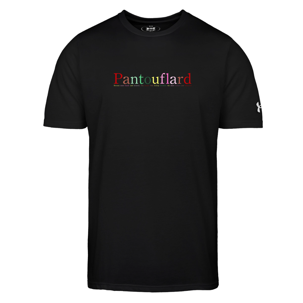 Men's Navy Blue Colorful Pantouflard Typography Cotton Blend Under Armour T-Shirt - black