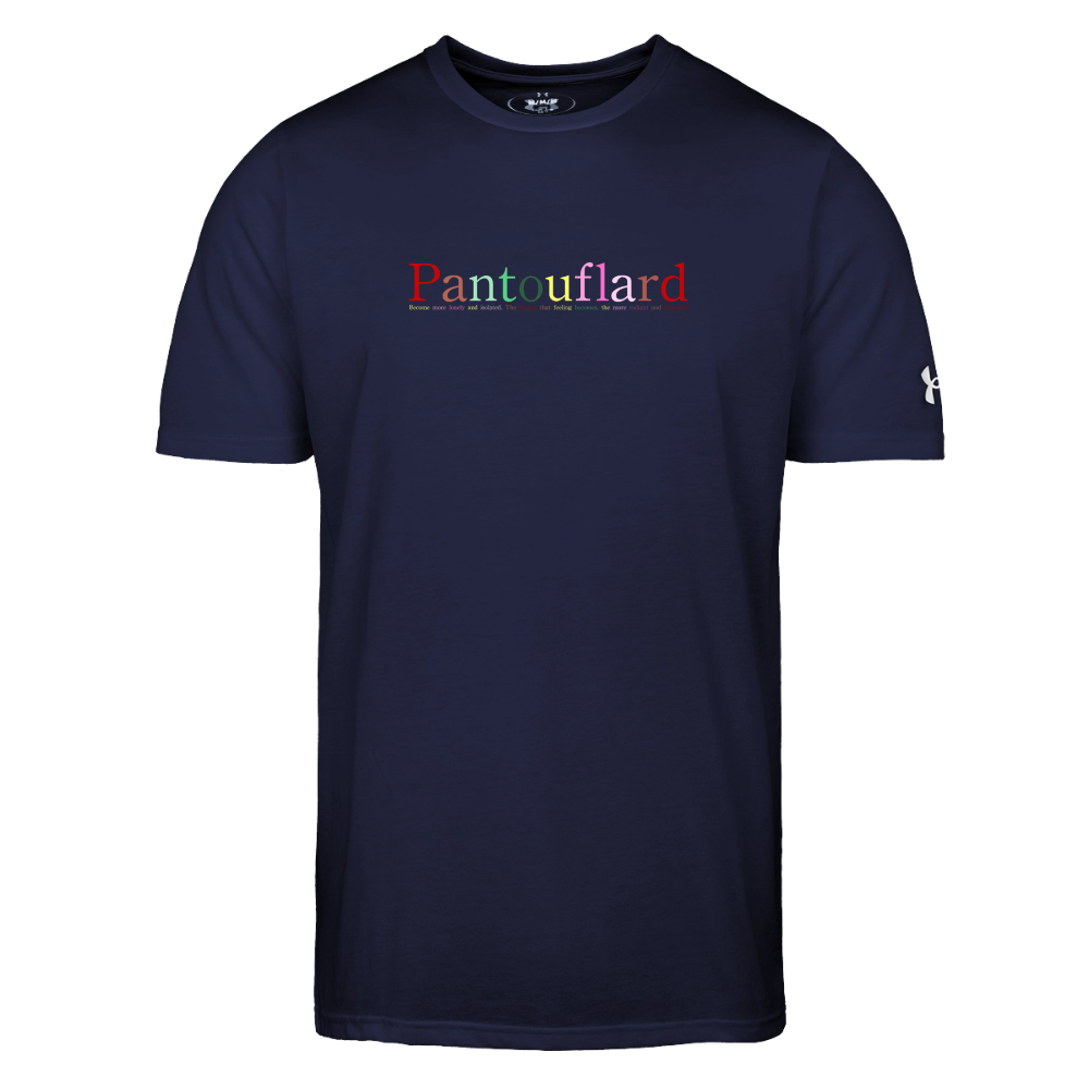Men's Navy Blue Colorful Pantouflard Typography Cotton Blend Under Armour T-Shirt - navy