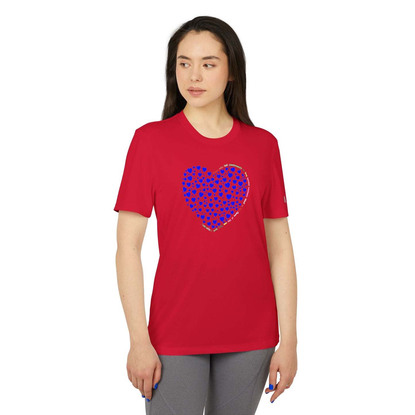 Adidas Unisex Sport T-Shirt with Blue Heart Design